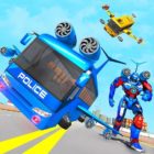 Flying Bus Robot Transform War- Police Robot Games